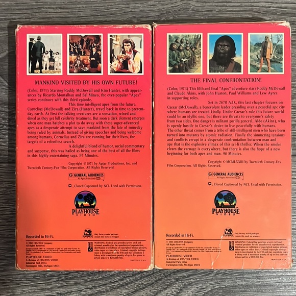 1971 & 1973 Planet of The Apes VHS Set. - Picture 2 of 2